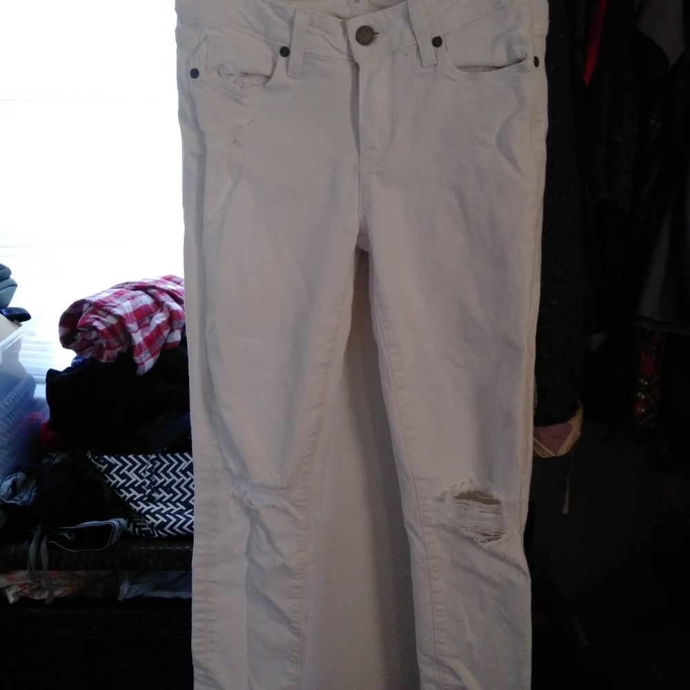 PAIGE Skyline Crop White Denim Jeans